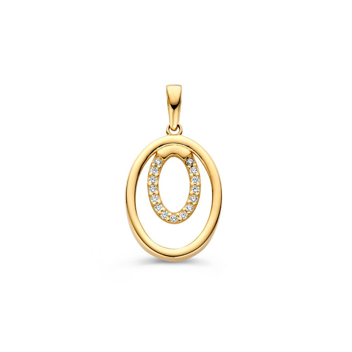 14K Geelgouden Hanger met Zirkonia – Elegante Oorbellen voor Dames