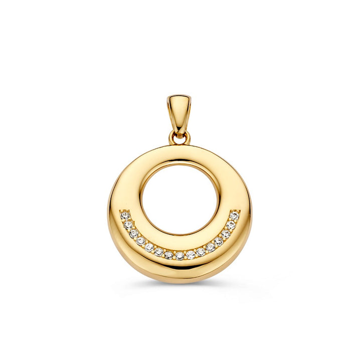 Ronde Geelgouden Hanger met Zirkonia – Tijdloze Elegantie