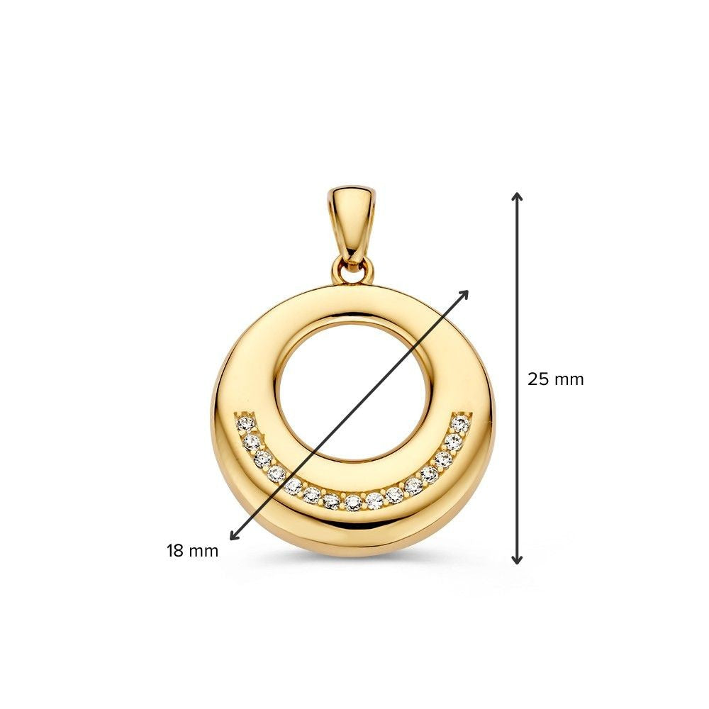 Ronde Geelgouden Hanger met Zirkonia – Tijdloze Elegantie