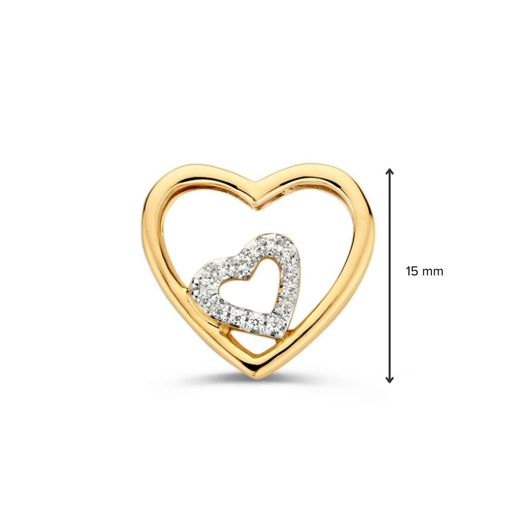 Speelse Geelgouden Hanger met Verweven Hartjes en Zirkonia’s