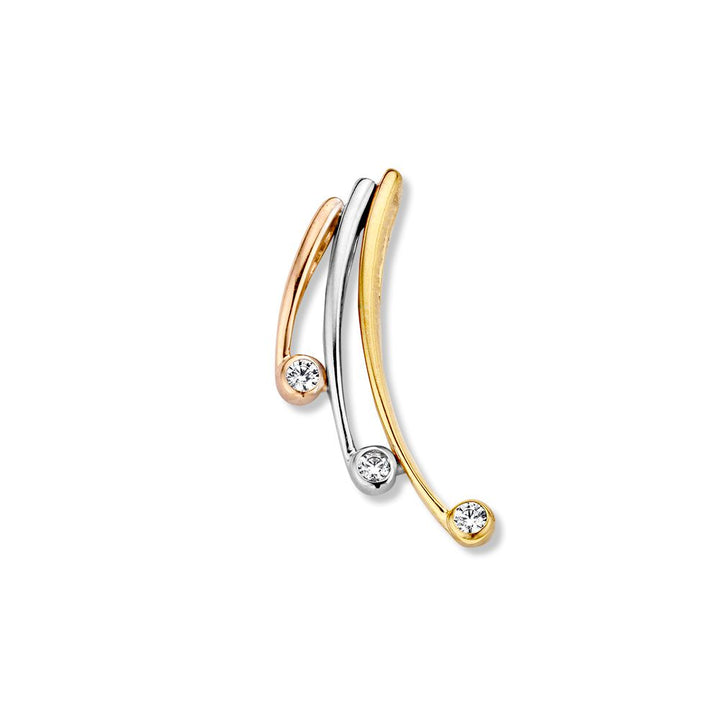 Tricolor Gouden Hanger met Zirkonia – 14 Karaat Goud, Wit Zirkonia, Elegante Dames Hanger