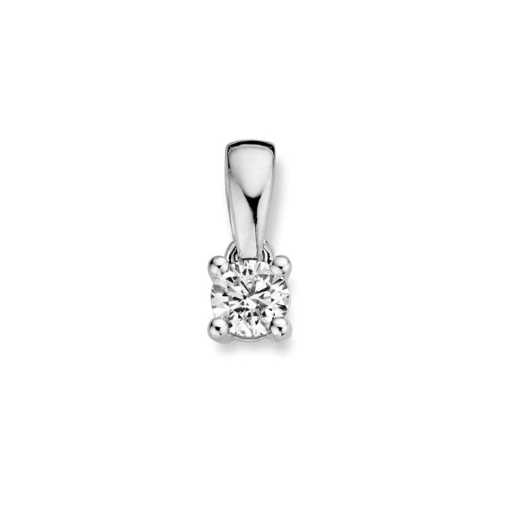 14 Karaat Witgouden Solitair Hanger met 0,16ct Briljant Diamant