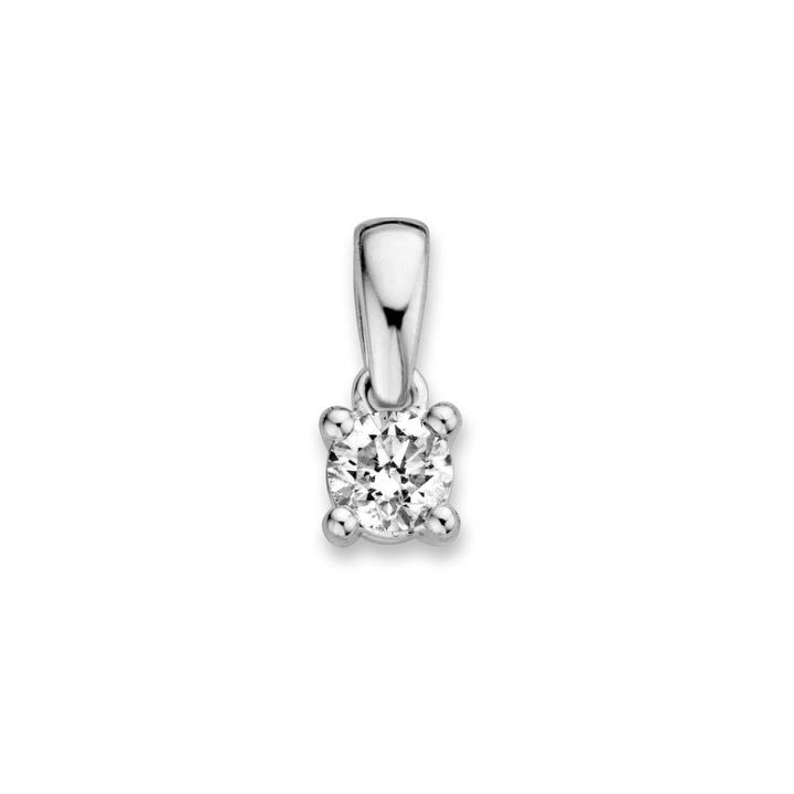 Witgouden 14 Karaat Solitair Hanger met 0,19ct Briljant Diamant