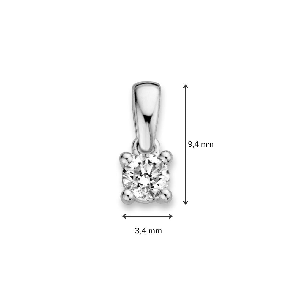 Witgouden 14 Karaat Solitair Hanger met 0,19ct Briljant Diamant