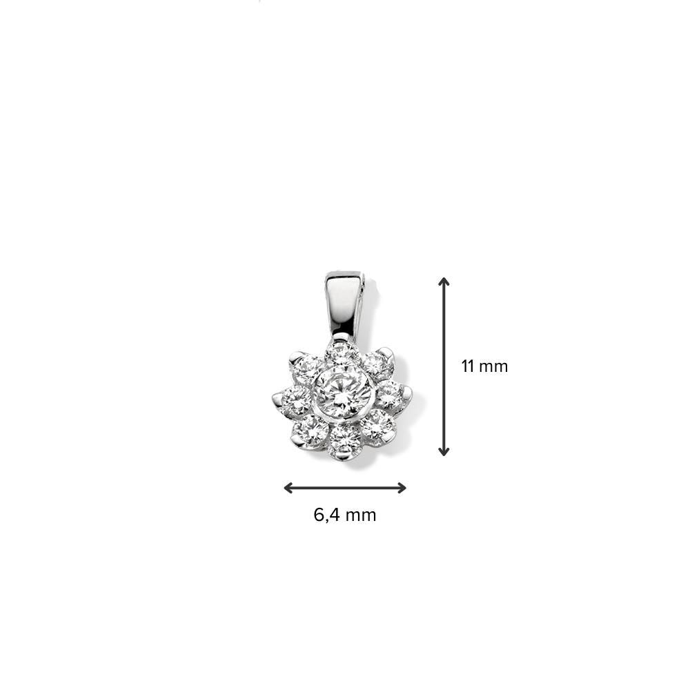 Witgouden entourage hanger met 0.21 crt diamant – 14 karaat, 0,6 gram, H/SI-1 briljant