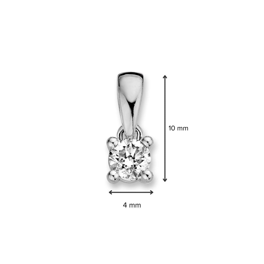 Witgouden solitair hanger met 0.25 crt briljant in vierpootszetting – 14 karaat, 0,5 gram, H/SI-1 kwaliteit