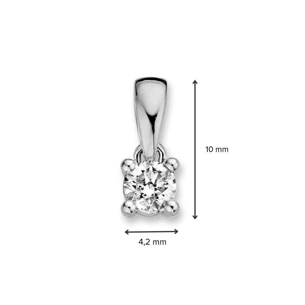 Witgouden solitair hanger met 0.30 crt briljant in vierpootszetting – 14 karaat, 0,5 gram, H/SI-1 kwaliteit