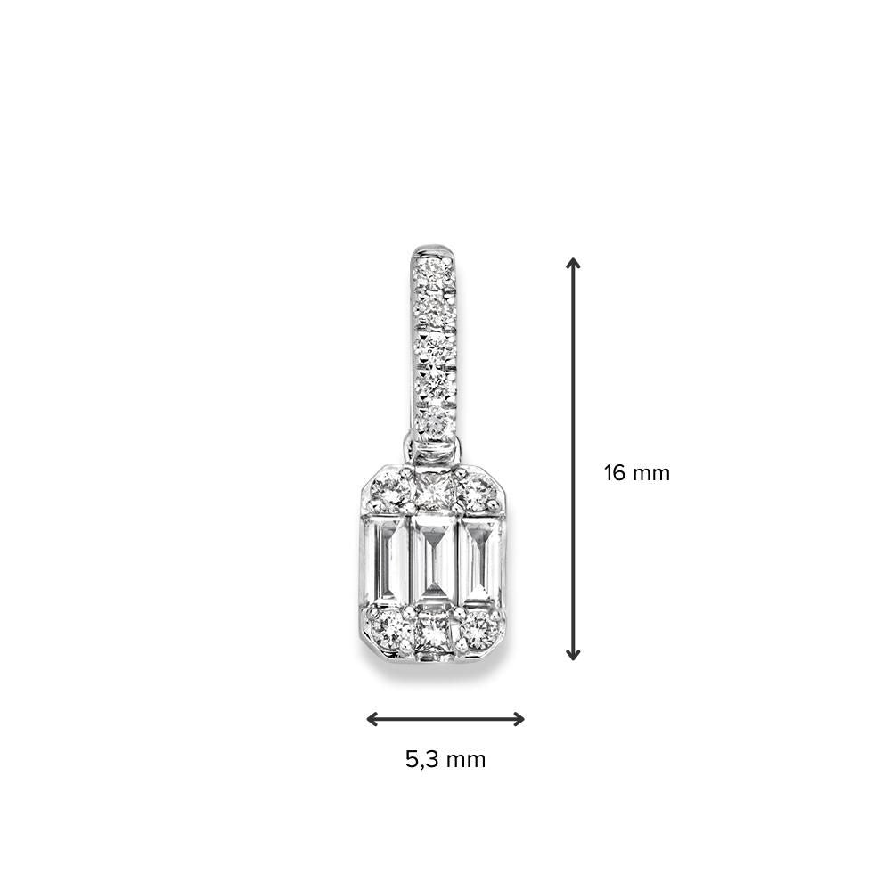 Stijlvolle witgouden hanger met baguette en briljant geslepen diamanten – 0.32 crt, 14 karaat, 0,8 gram