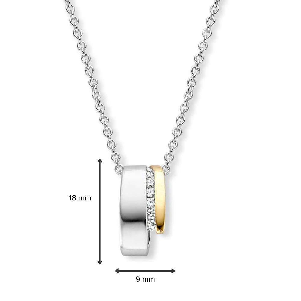 Zilveren en gouden hanger met witte zirkonia – 18 mm, 0.4 gram