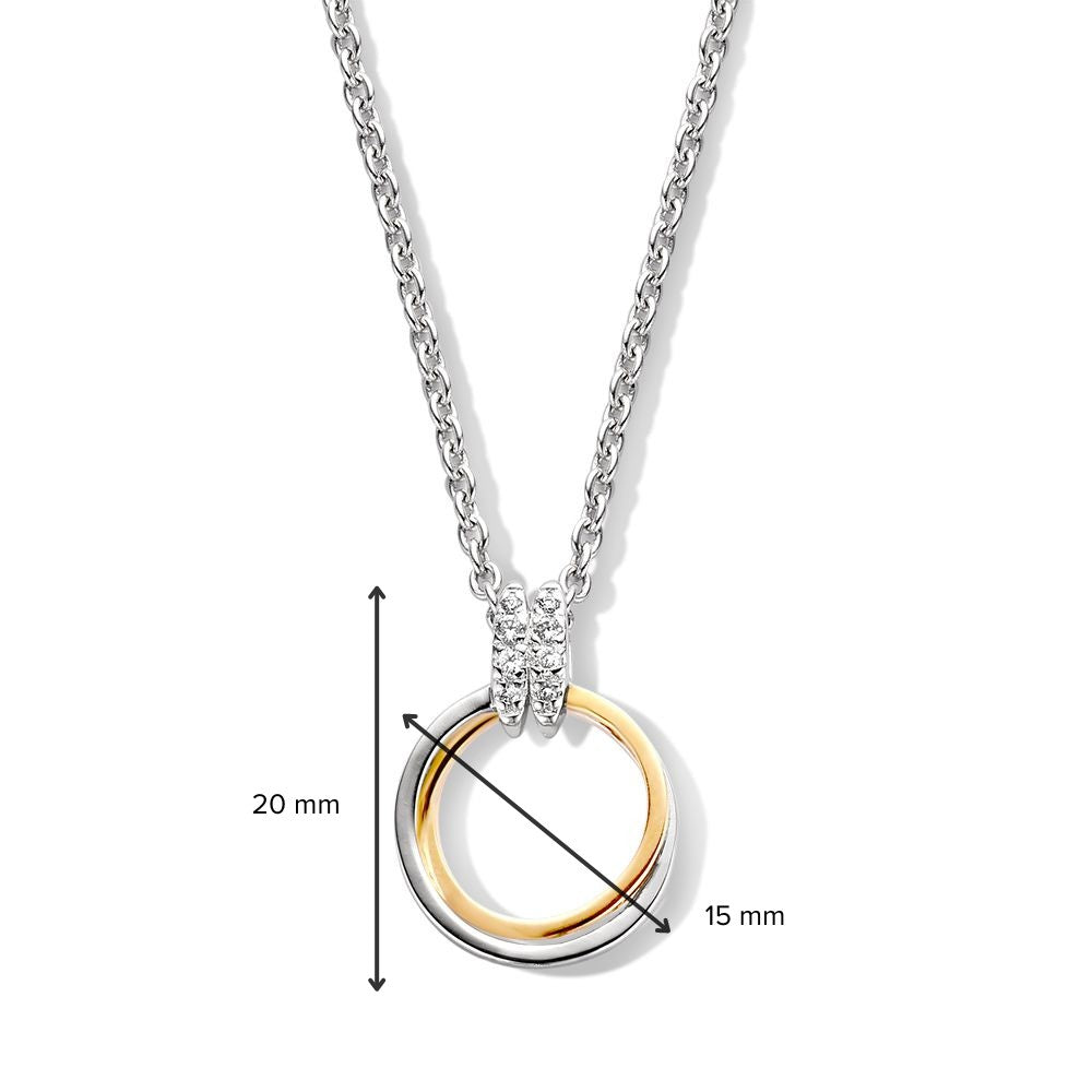 Zilveren en gouden hanger met witte zirkonia – 20 mm, 0.6 gram