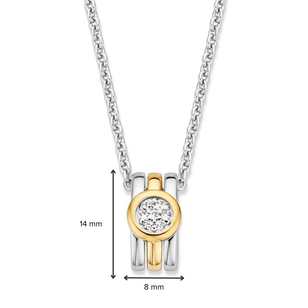 Zilveren hanger met gouden details en witte zirkonia – 14 mm, 0.8 gram