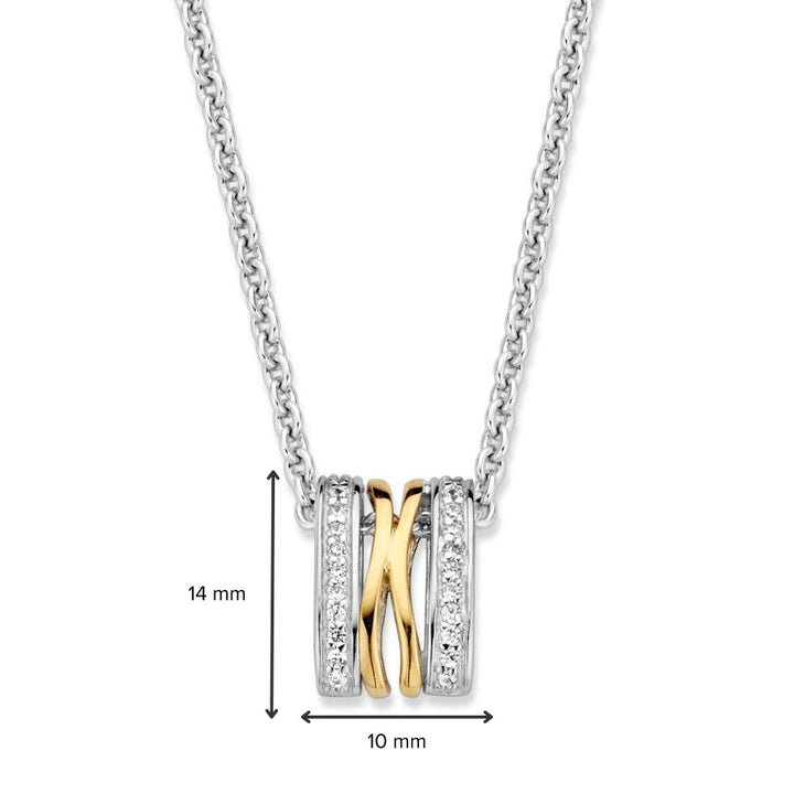 Zilveren en gouden hanger met witte zirkonia – 14 mm, 0.7 gram