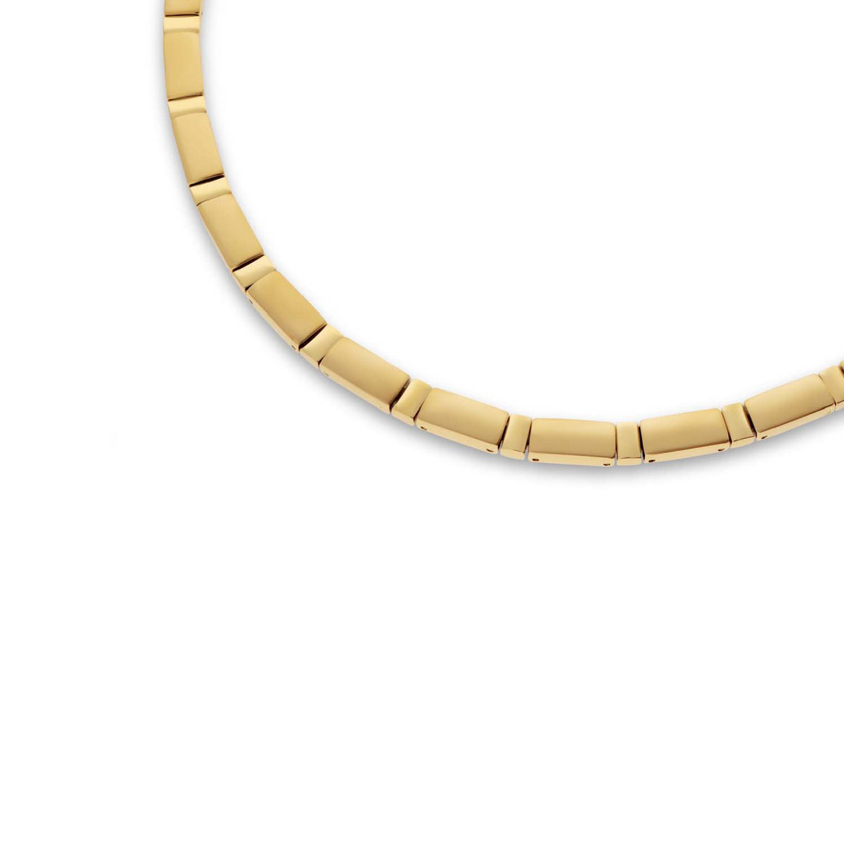 Gouden titanium collier met een schakelontwerp en een matte afwerking.