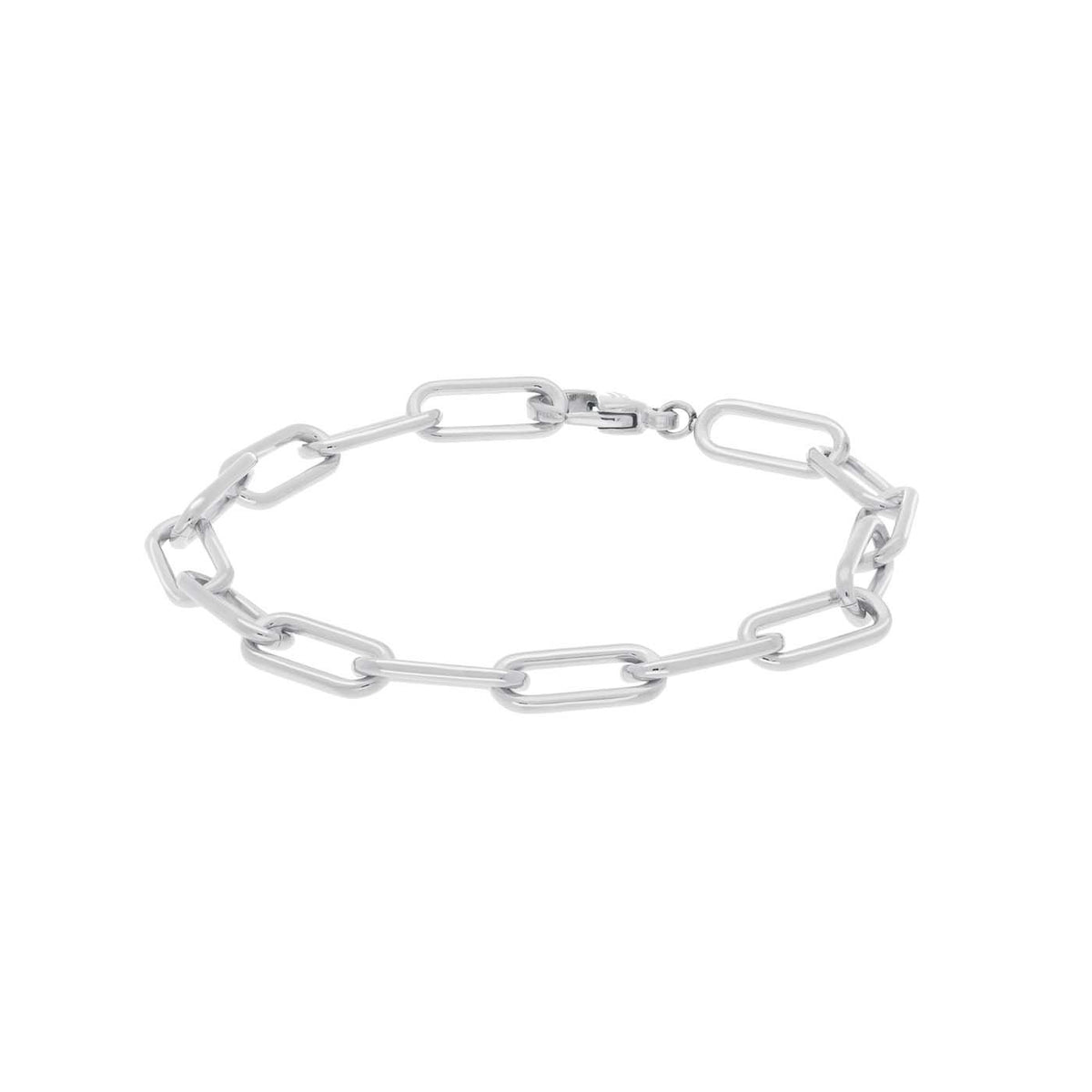 Titanium armband met schakels in een zilverkleurige afwerking.