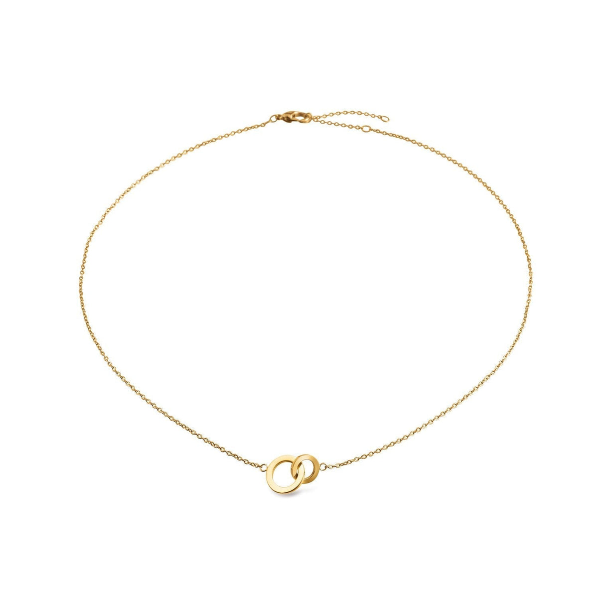 De Boccia Titanium Collier gp 08033-03 van Boccia heeft een delicate, gouden hanger met het oneindigheidssymbool, die eenvoudig in het midden van de ketting is geplaatst en tegen een effen witte achtergrond wordt afgebeeld.