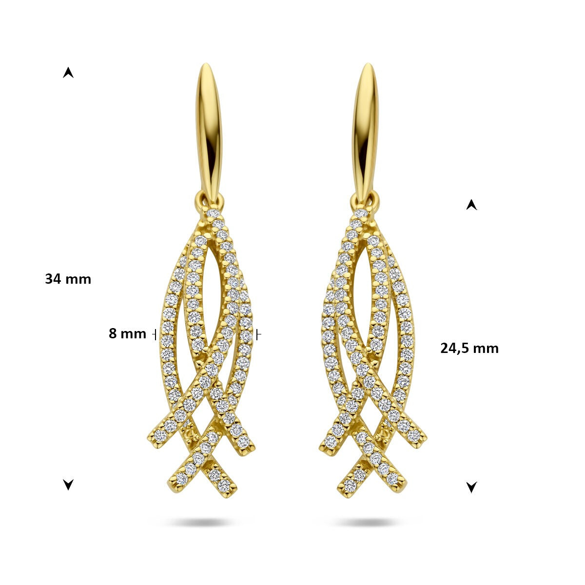 14k Geelgouden oorhangers met diamant