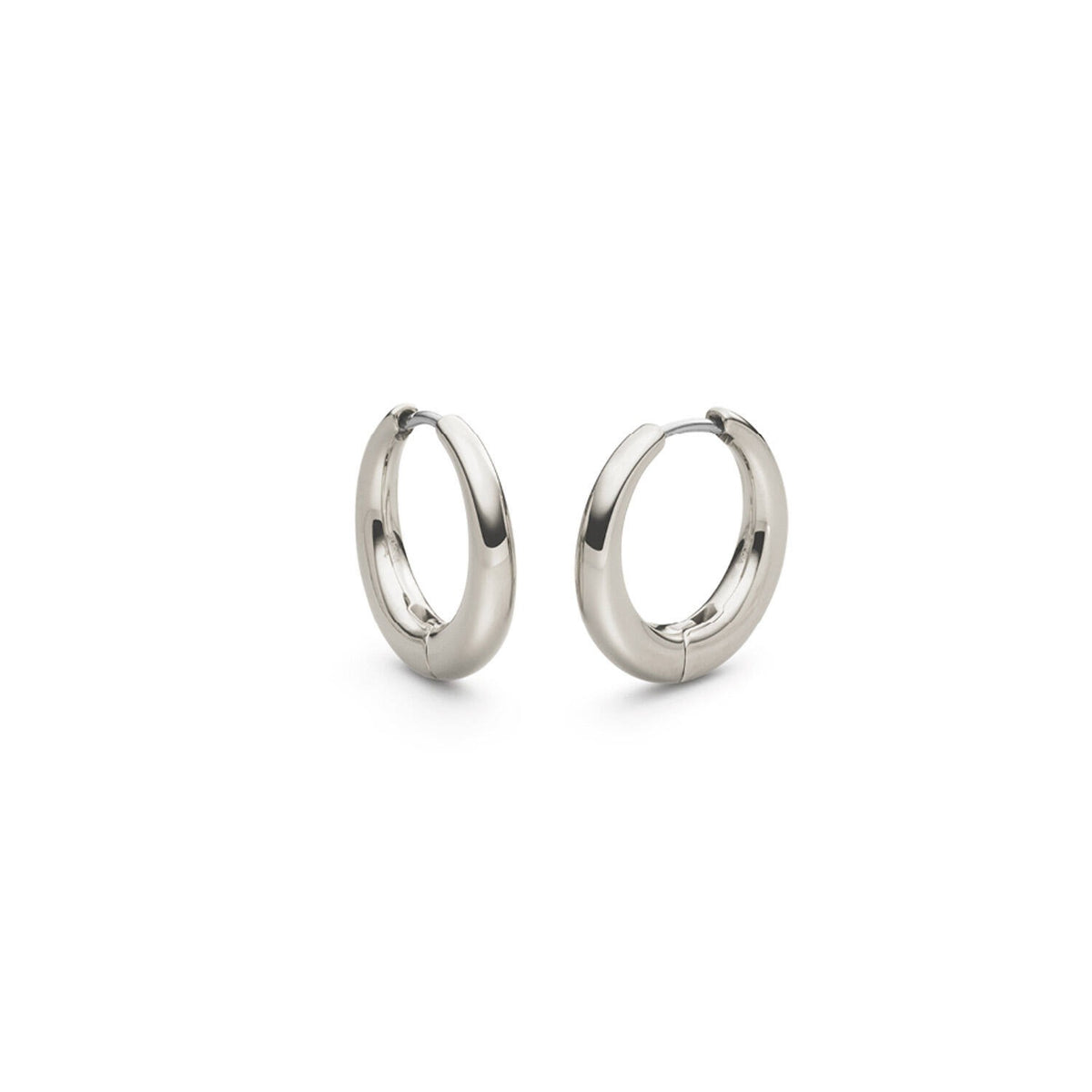 Titanium oorringen met een gladde, ronde vorm en een zilverkleurige afwerking.