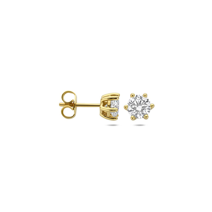 Gouden oorknoppen met lab grown diamant – 14k geelgoud