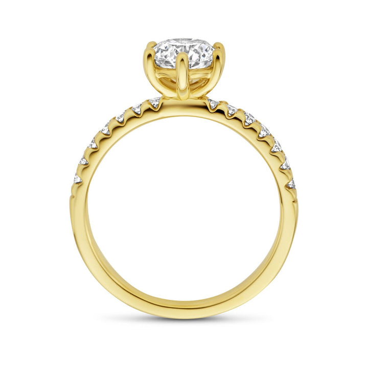 Gouden dames ring met lab grown diamant – 14k geelgoud