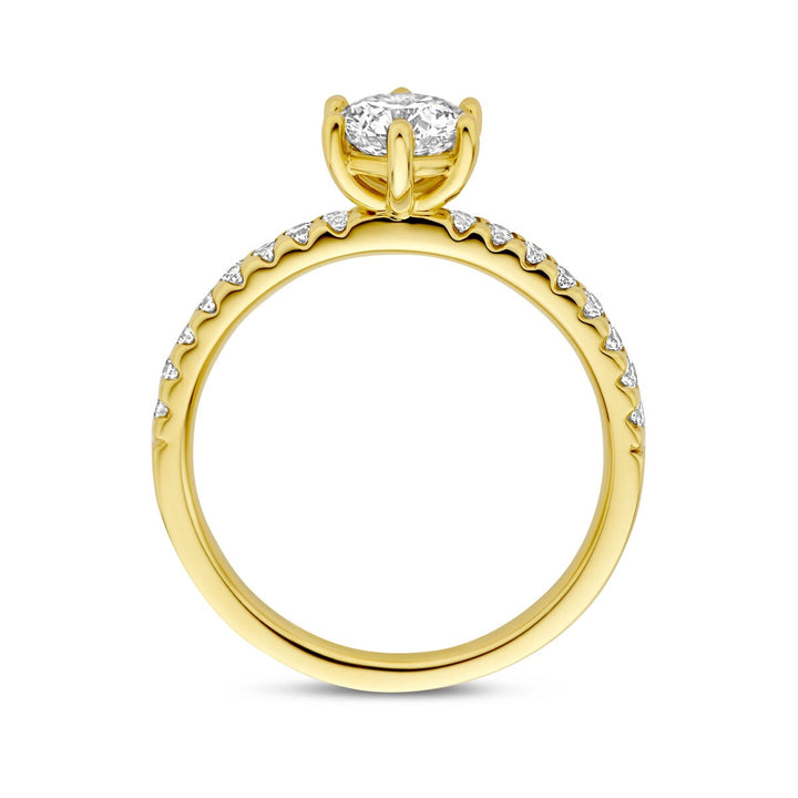 Gouden dames ring met lab grown diamant – 14k geelgoud