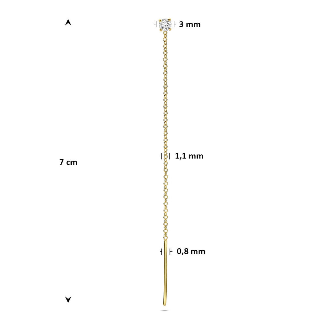 14k Geelgouden doortrekoorbel met diamant – per stuk