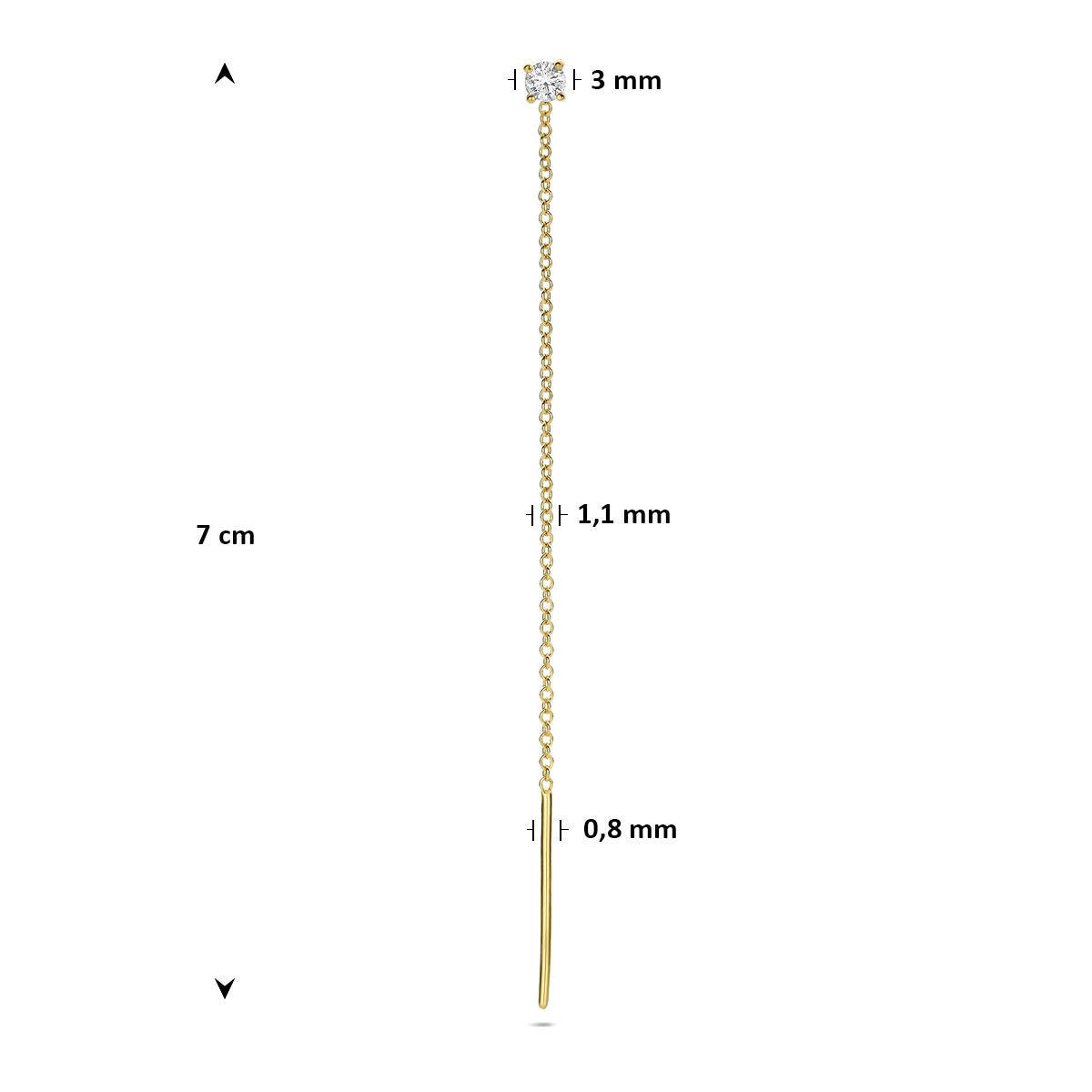 14k Geelgouden doortrekoorbel met diamant – per stuk
