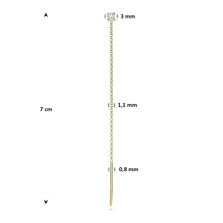 14k Geelgouden doortrekoorbel met diamant – per stuk