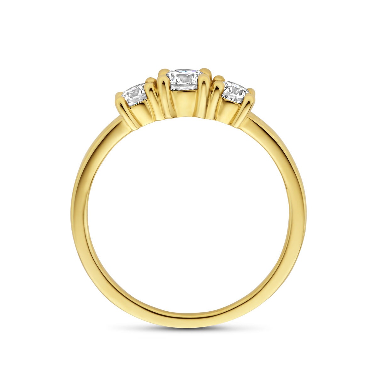 Gouden dames ring met lab grown diamant – 14k geelgoud