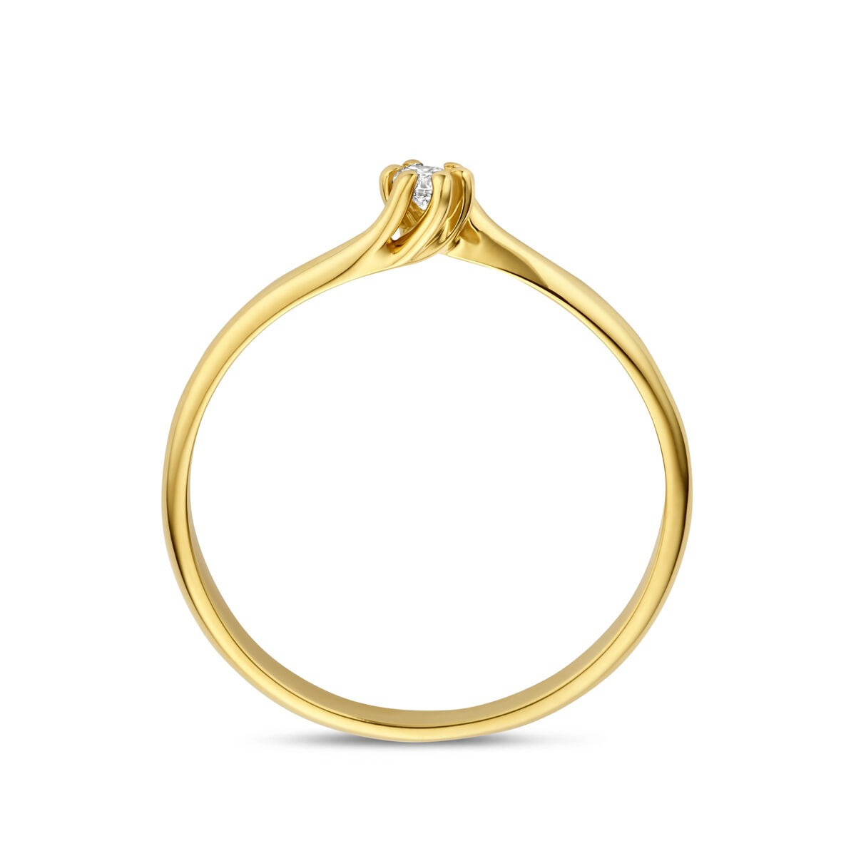 14k Geelgouden ring met lab grown diamant