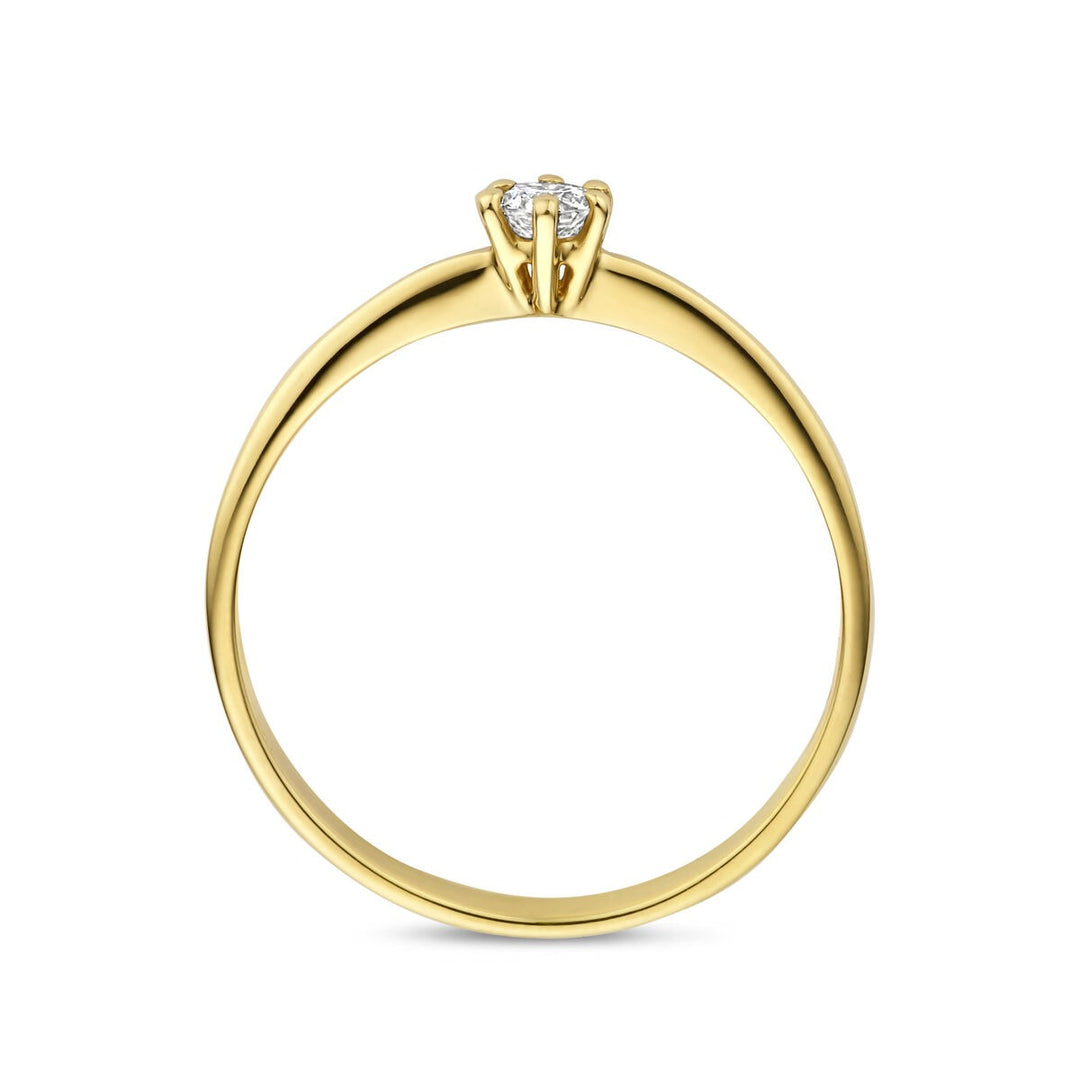 14k Geelgouden ring met lab grown diamant