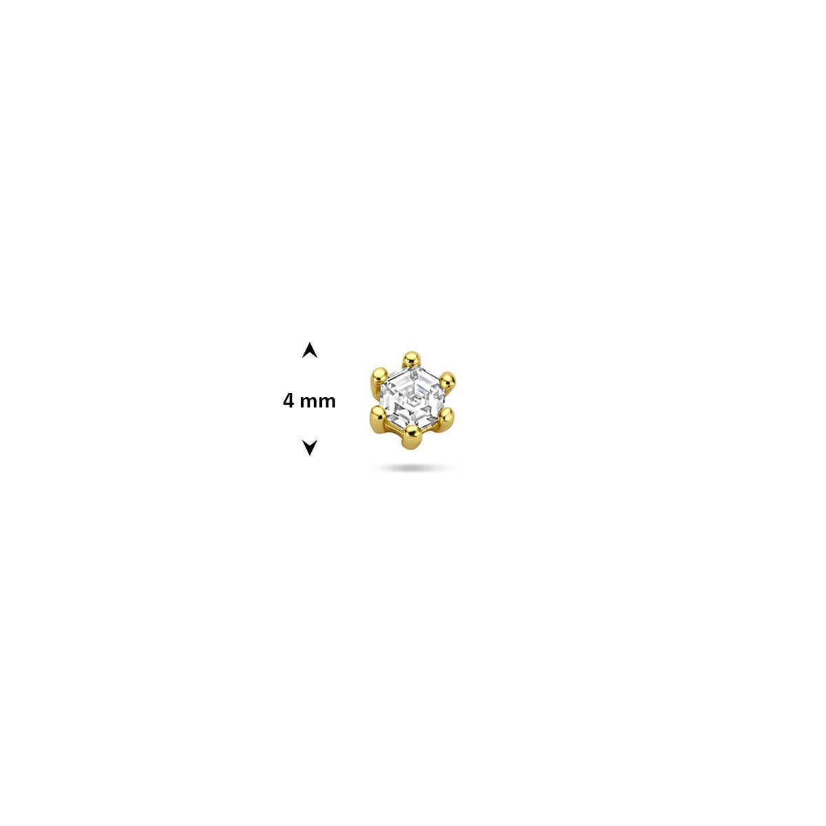 Verguld zilveren flat back piercing met zirkonia 4 mm