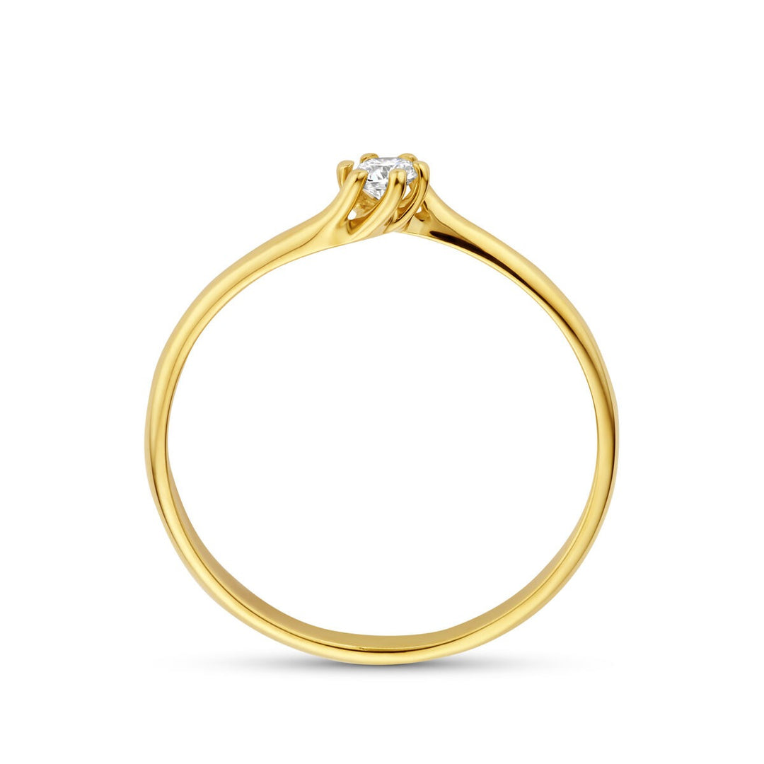 14k Geelgouden ring met lab grown diamant