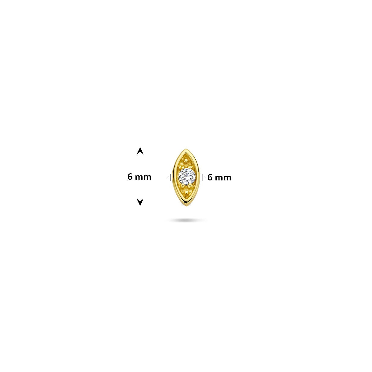 Verguld zilveren flat back piercing boze oog met zirkonia – 925 zilver