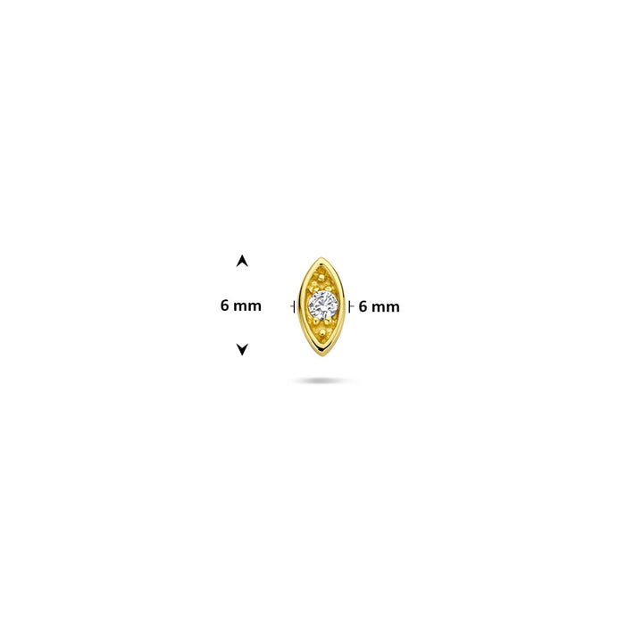 Verguld zilveren flat back piercing boze oog met zirkonia – 925 zilver