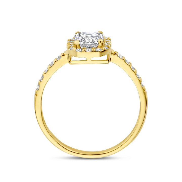 14k Geelgouden ring met emerald cut lab grown diamant – inclusief certificaat