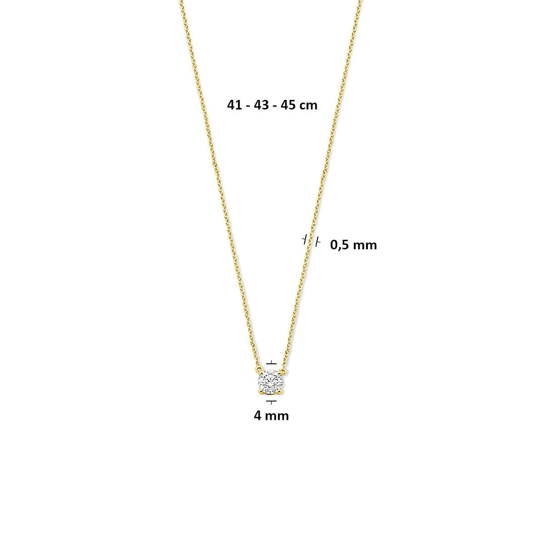 14k Geelgouden collier met lab grown diamant