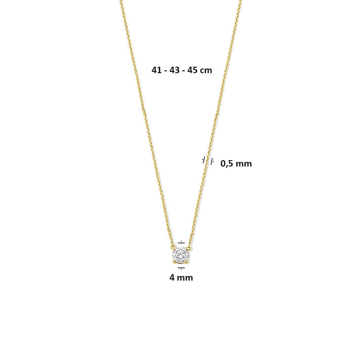 14k Geelgouden collier met lab grown diamant