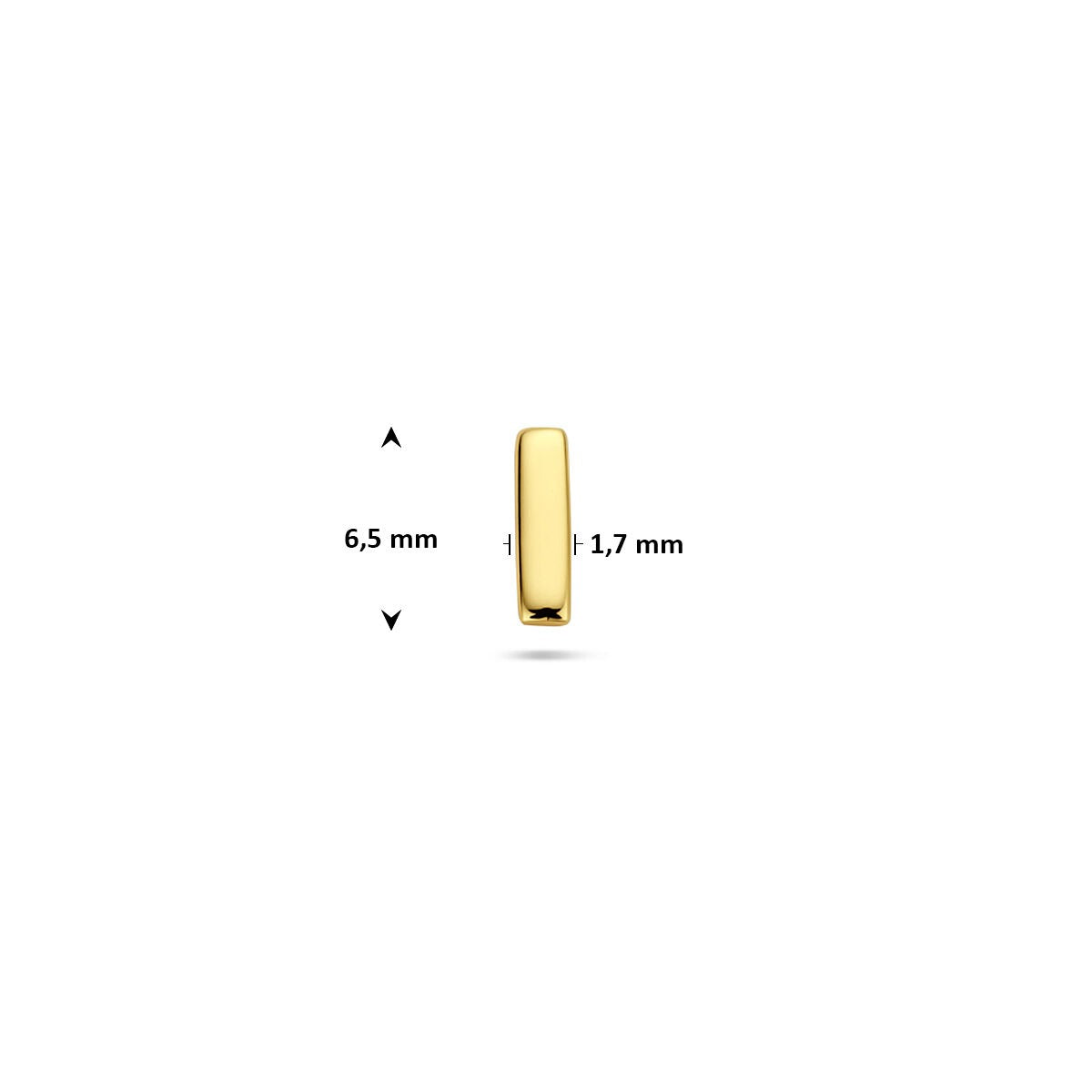 Verguld zilveren flat back piercing balk – 925 zilver