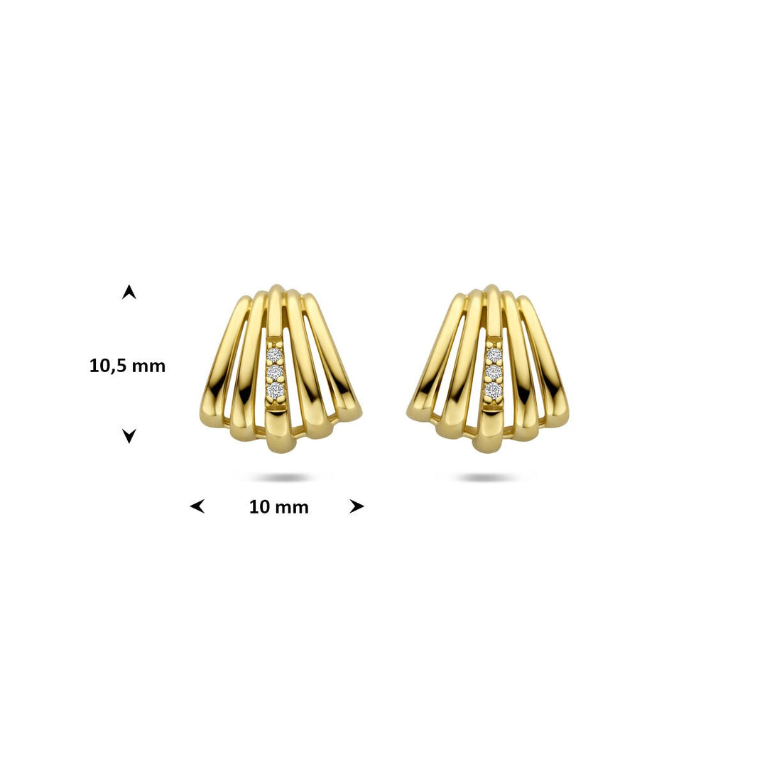 Gouden stekeroorringen met diamant – 14k geelgoud