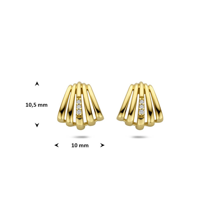 Gouden stekeroorringen met diamant – 14k geelgoud