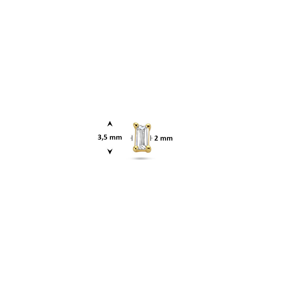 Verguld zilveren flat back piercing met baguette zirkonia – 925 zilver