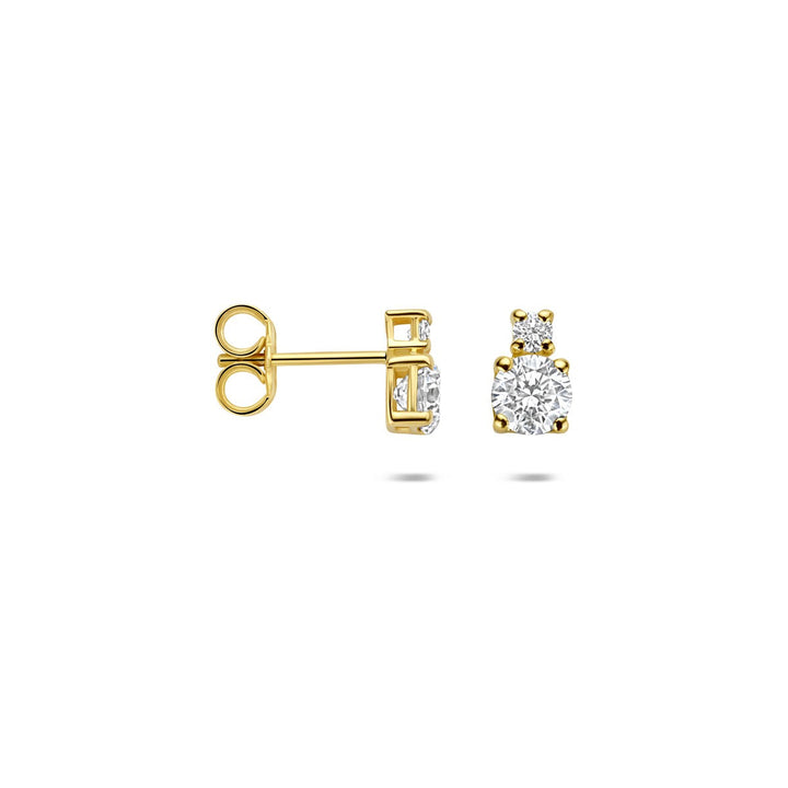 14k Geelgouden oorknoppen met lab grown diamant
