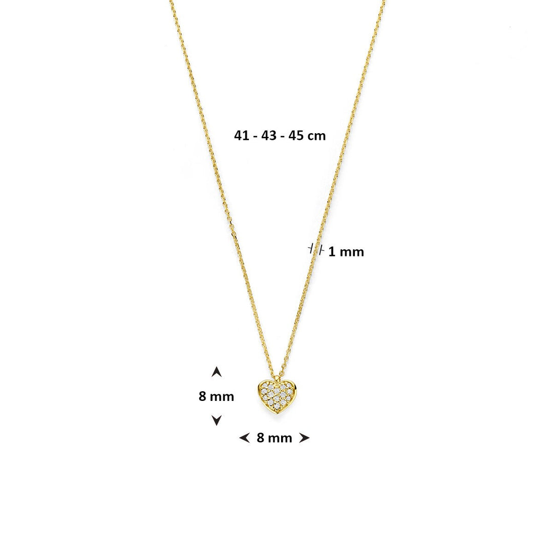 14k Geelgouden ketting met hartje diamant