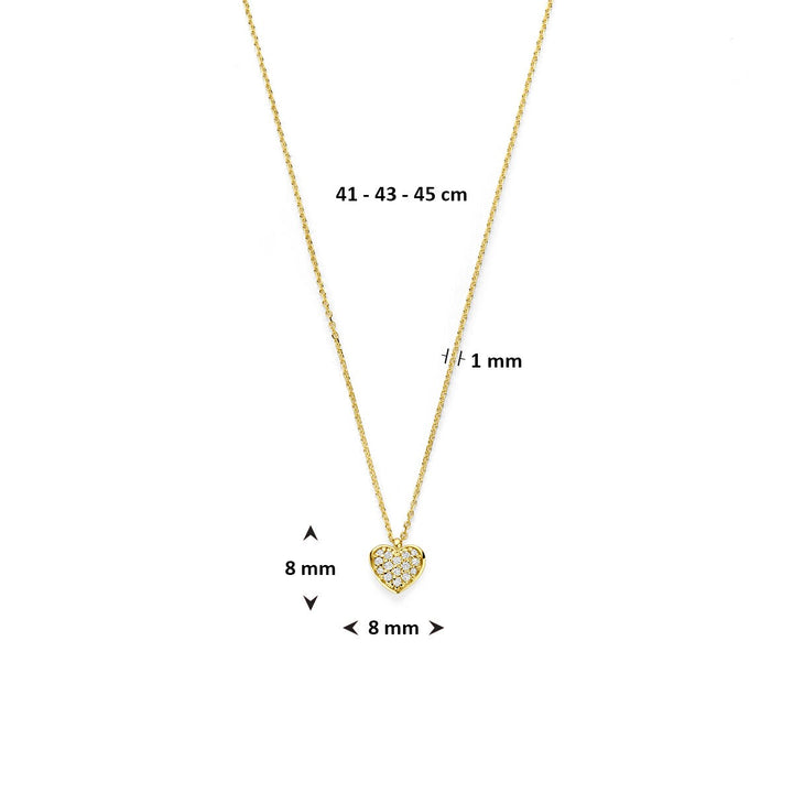 14k Geelgouden ketting met hartje diamant