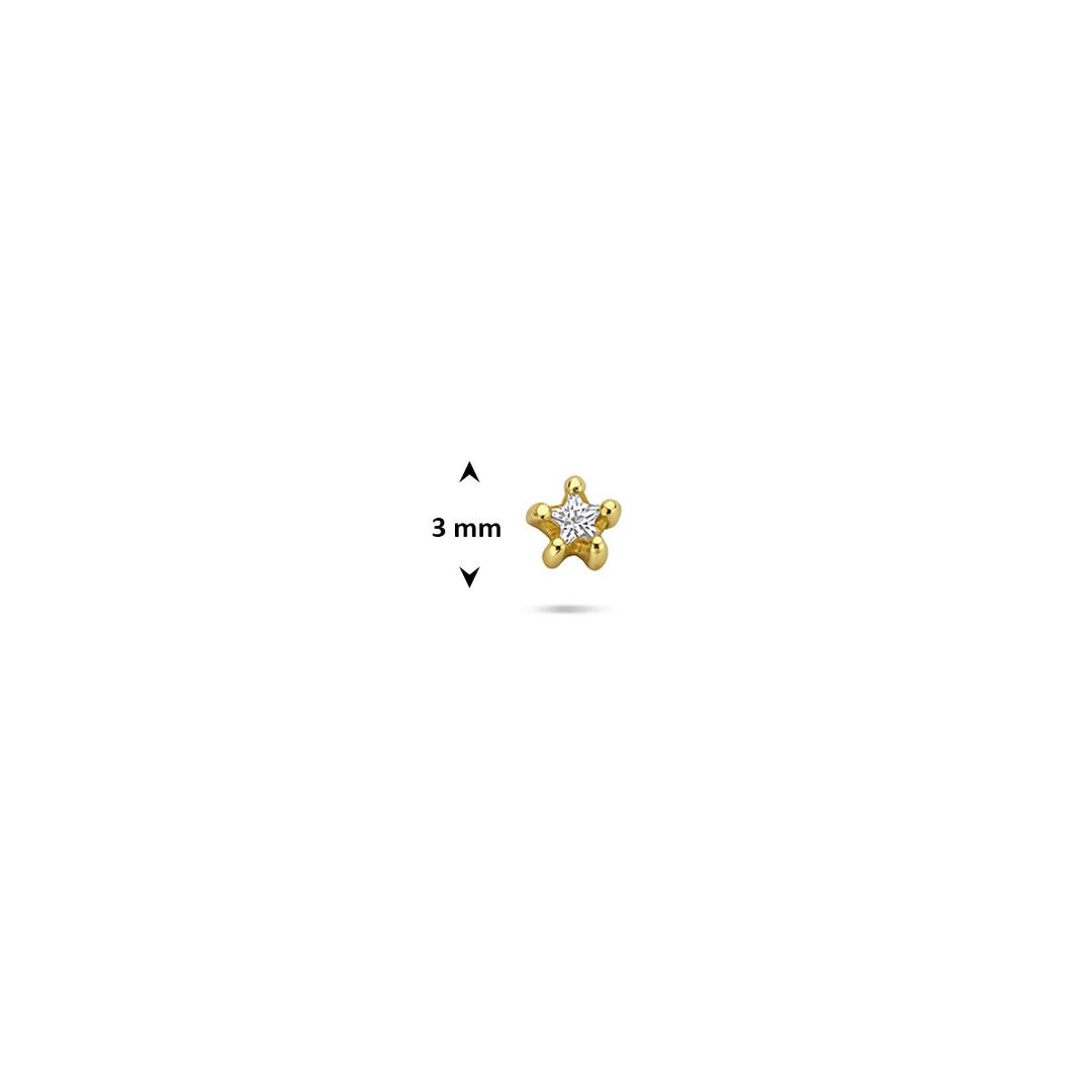 Verguld zilveren flat back piercing ster met zirkonia