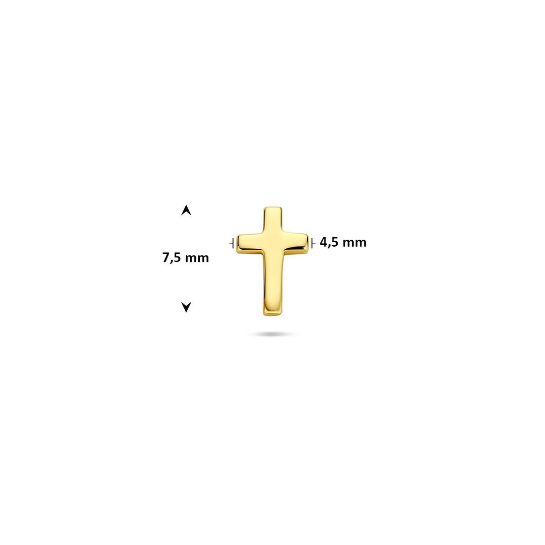 Verguld zilveren flat back piercing kruis – 925 zilver