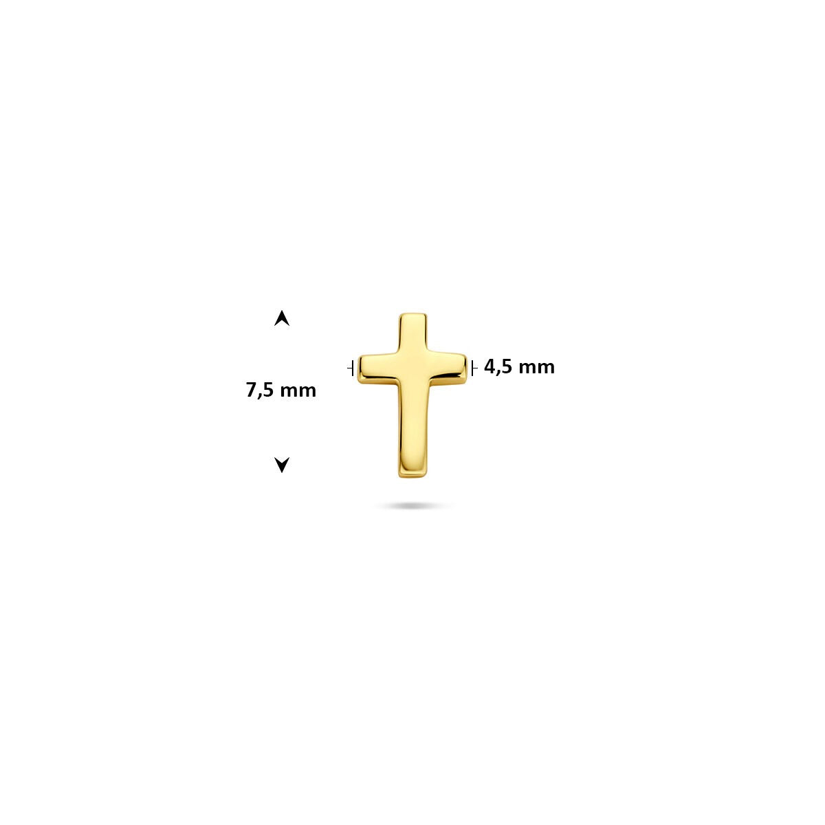 Verguld zilveren flat back piercing kruis – 925 zilver