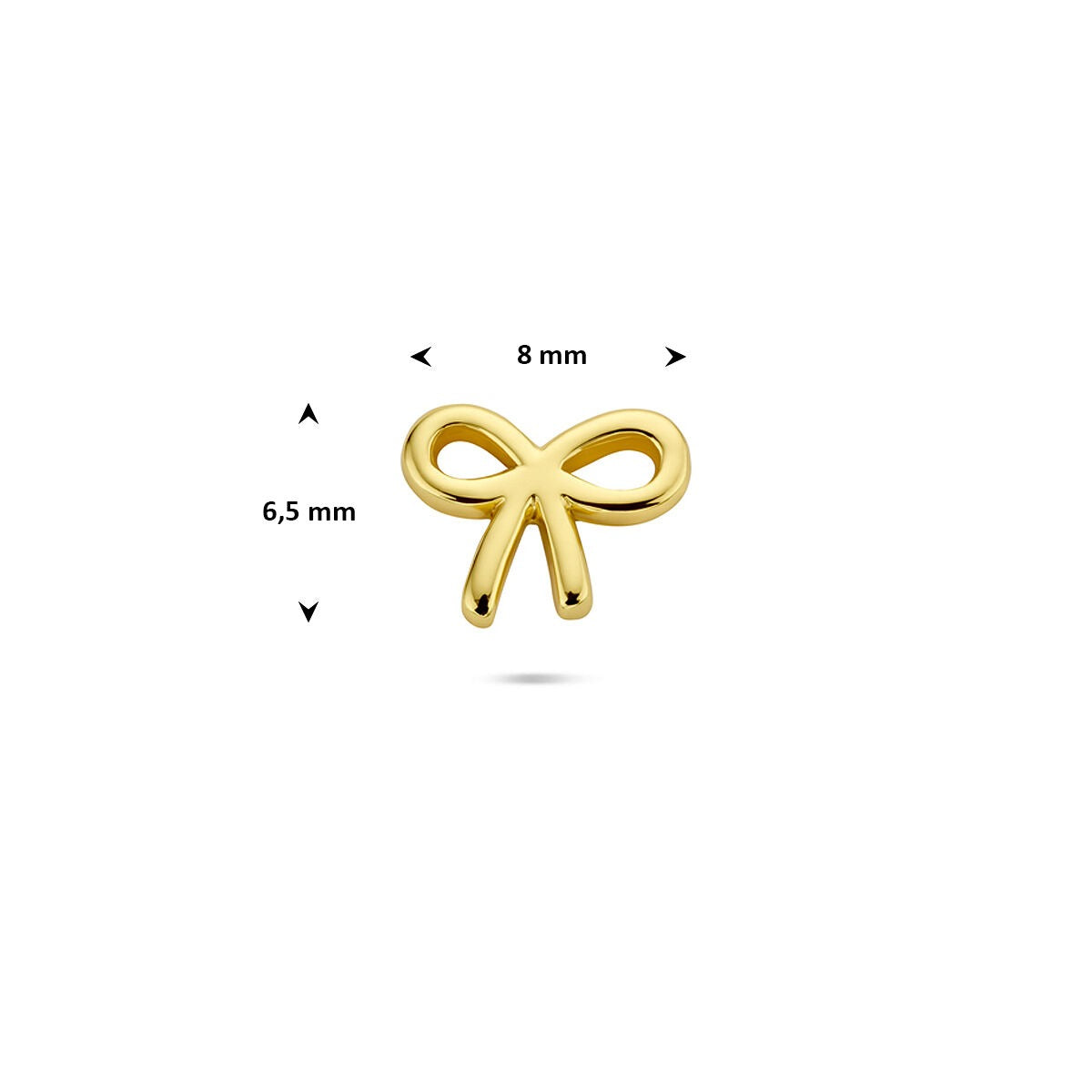 Verguld zilveren flat back piercing strikje – 925 zilver