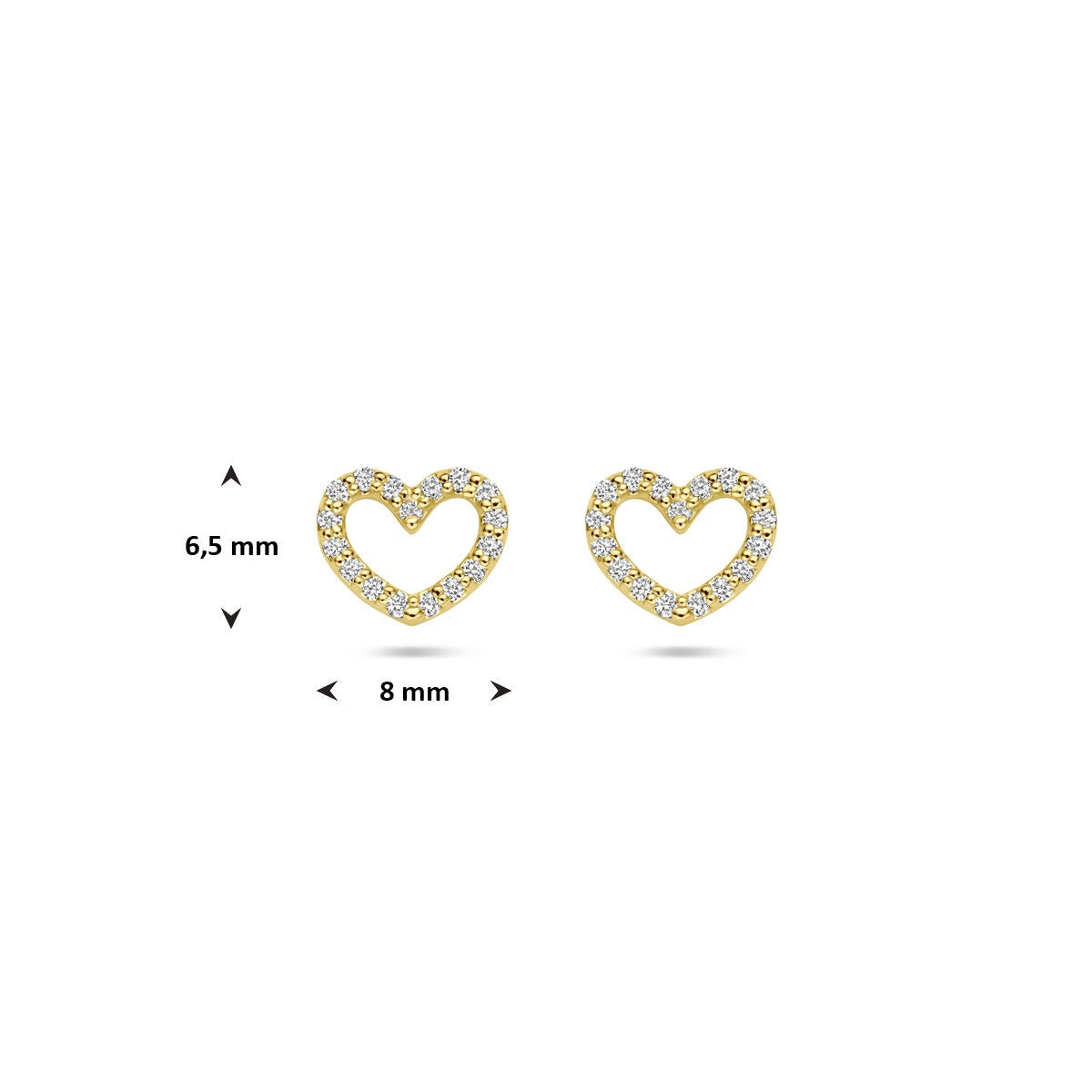 14k geelgouden hartvormige oorknoppen met lab grown diamant