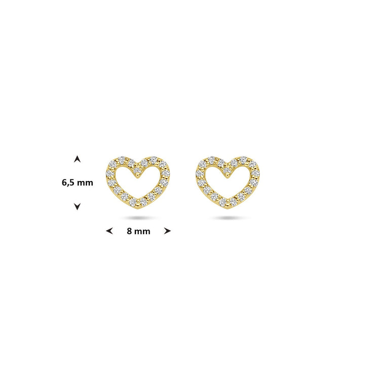 14k geelgouden hartvormige oorknoppen met lab grown diamant